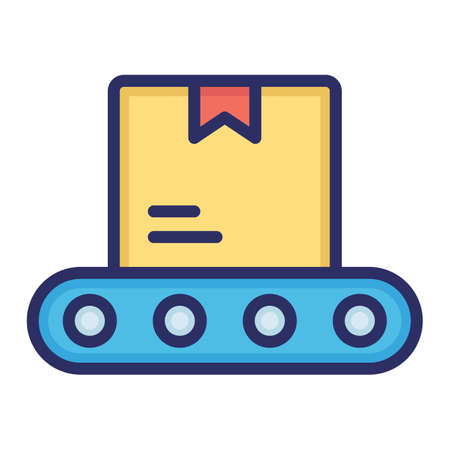 Conveyor belt, logistics, package, box fully editable vector iconのイラスト素材