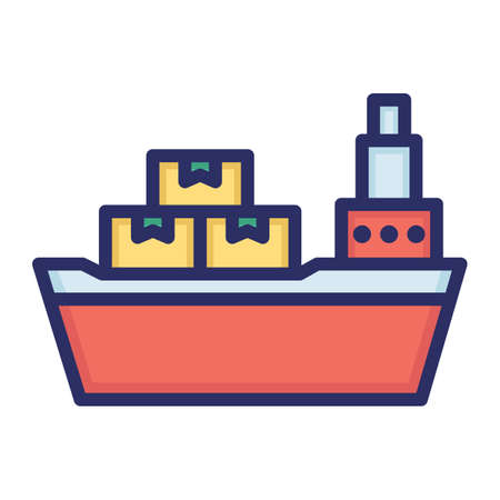 Cargo ship, shipping, tanker, transfer fully editable vector iconのイラスト素材