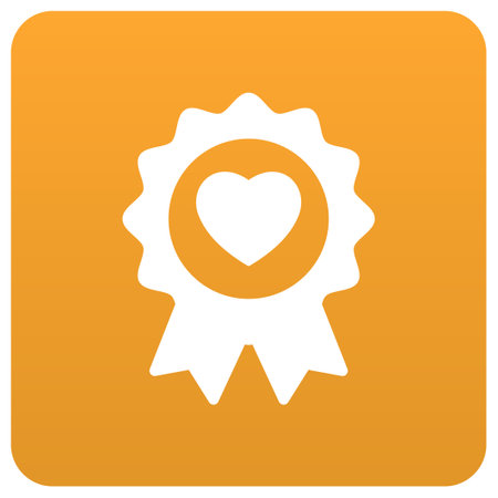 award medal with heart icon, isolated on orange background, vector illustrationのイラスト素材