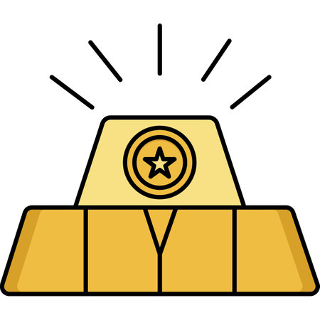 Gold coin with star icon. Vector illustration in a flat style.のイラスト素材