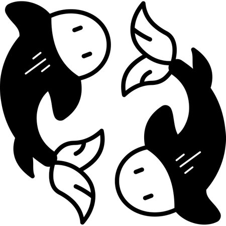 Illustration of fish in black and white on a white background.のイラスト素材
