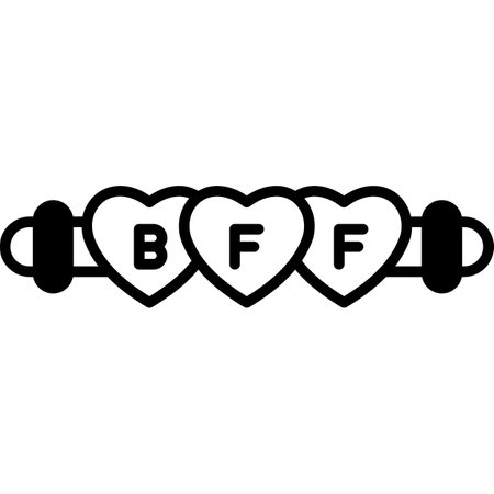 BFF lettering with hearts. Vector illustration isolated on white background.のイラスト素材