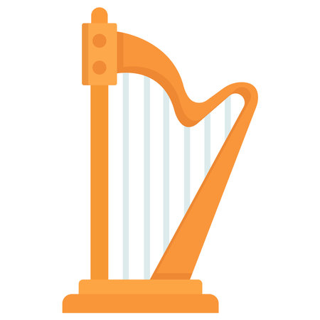 Harp flat icon isolated on white background. Classical music instrument vector illustrationのイラスト素材