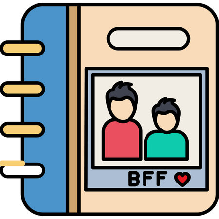 This is an illustration of a Notebook with a group photo.のイラスト素材