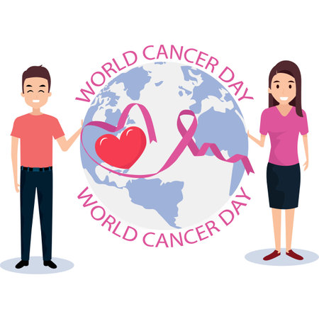 World Cancer Day concept with people design, vector illustration 10 eps graphic.のイラスト素材