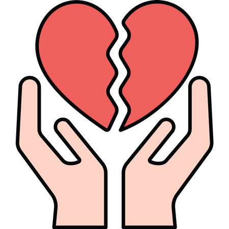 Broken heart in hands. Vector illustration isolated on white background.のイラスト素材