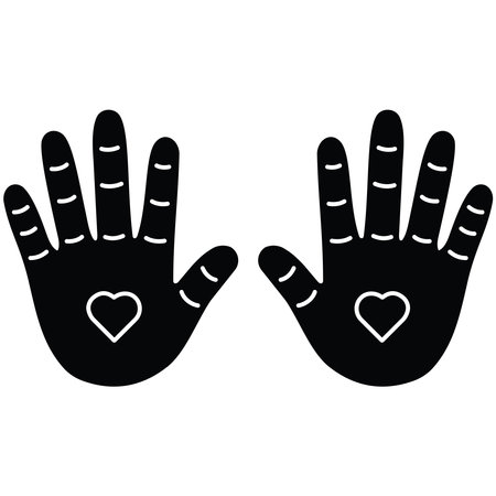Black and white illustration of hands with heart shape. Vector illustration.のイラスト素材