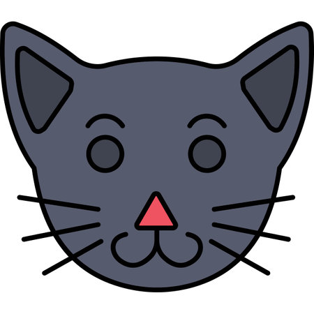Cute cat face on white background. Vector illustration in flat style.のイラスト素材