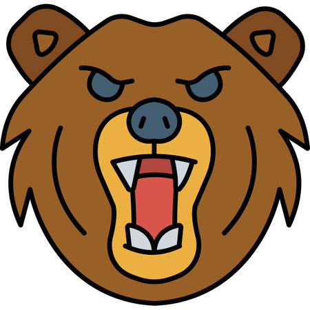 Angry Grizzly Bear Face Emotion Illustration Isolated on Whiteのイラスト素材