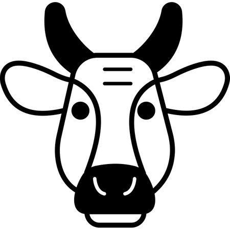 Illustration of a cow head on a white background, vector illustrationのイラスト素材