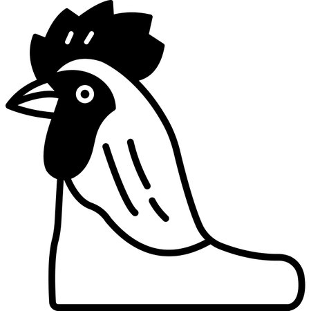 Black and white rooster icon. Vector illustration isolated on white backgroundのイラスト素材