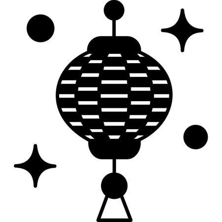 Chinese lantern with stars and balls isolated on white background. Vector illustration.のイラスト素材