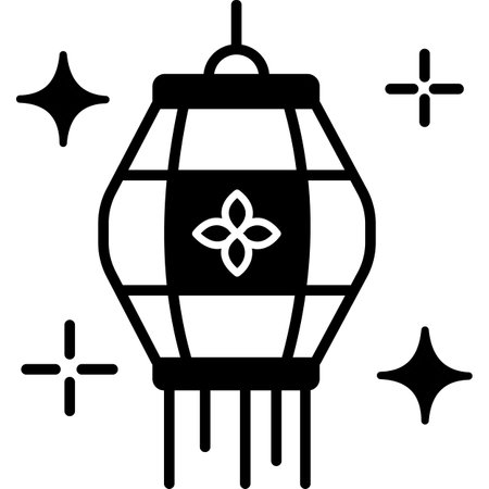 Lantern icon, Chinese New Year related vector illustration with starsのイラスト素材