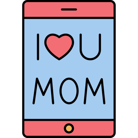 I love mom message on a smart phone screen. Vector illustration.のイラスト素材