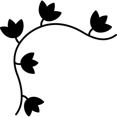 Illustration of floral frame with black and white flowers on white backgroundのイラスト素材