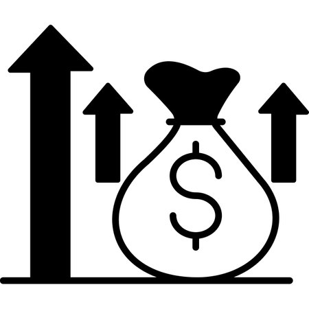 Money bag with growth arrow icon, business and finance related vector illustrationのイラスト素材