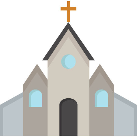 Church icon, vector illustration in flat design style isolated on white background.のイラスト素材