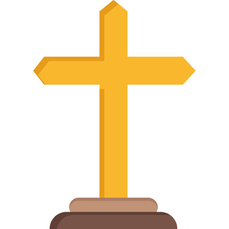christian cross religion icon image vector illustration design  flat style shadowのイラスト素材