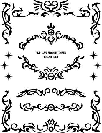 Elegant black-and-white decorative setのイラスト素材
