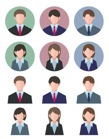 Person icon set, businessman, businesswoman, flat illustrationのイラスト素材