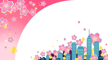 Spring, Cherry Blossoms and Urban Frames, Wallpapers and Buildingsの写真素材