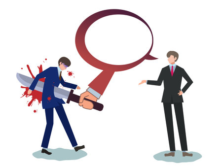Person, businessman, verbal violence, pointing out, star, stabbing, knifeのイラスト素材