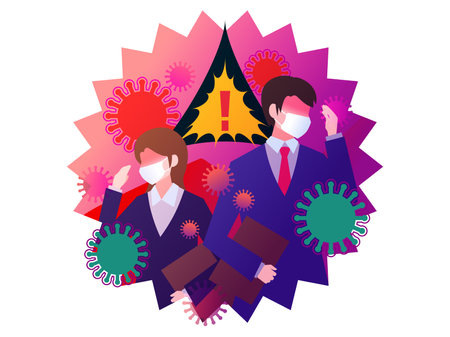 office worker infected with coronavirusの写真素材