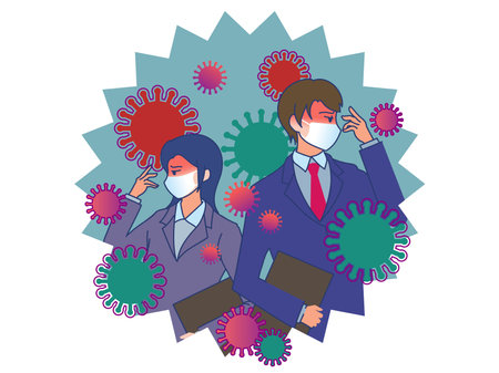 office worker who is likely to be infected with covid-19のイラスト素材