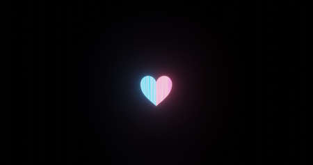 Heart shining in black background 3DCGの写真素材