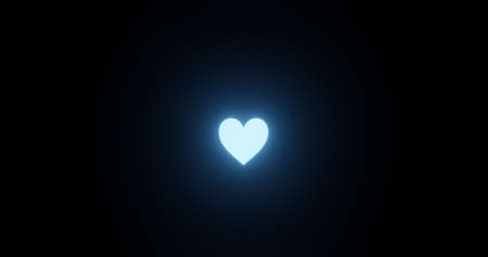 Simple glowing blue heart 3dcg wallpaper backgroundの写真素材