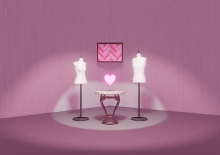 Room with Men's and Women's Torso Love Image Heart Valentine's Dayの写真素材