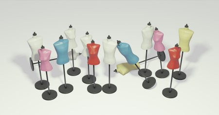 Lots of Torso mannequins on white background Wallpaper Bird's eye view Fashion 3DCGの写真素材