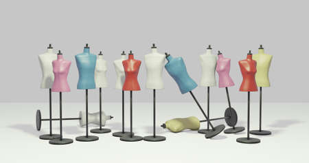 Lots of Colorful Men and Women Torso Mannequin Wallpaper 3DCGの写真素材