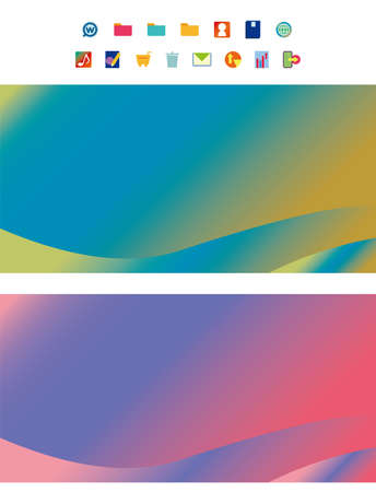 Set of wallpapers and icons for PC Material Illustrationのイラスト素材