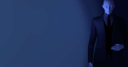 Male mannequin in suit in dark room 3DCGの写真素材