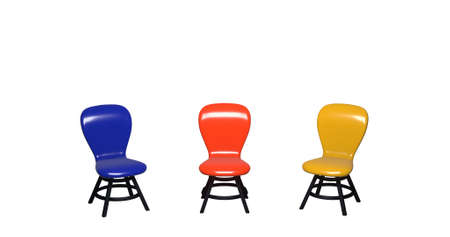 Simple 3-color chair side by side 3DCG interiorの写真素材