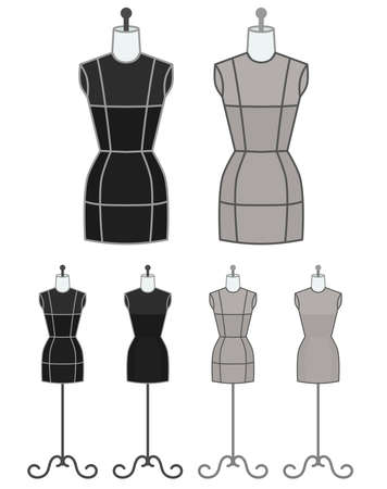 Vector illustration set of female torso mannequinのイラスト素材