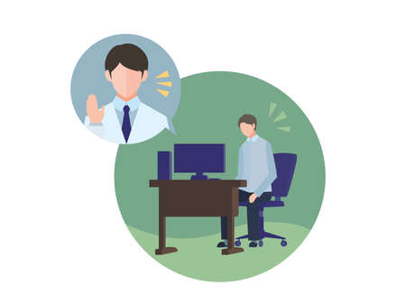 Male man being examined online flat illustration vectorのイラスト素材