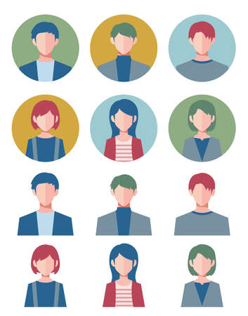 casual garment youth icon figure flat illustration vectorのイラスト素材