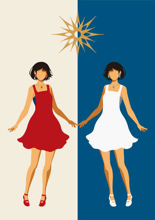 Poster with a female silhouette of a summer dressのイラスト素材