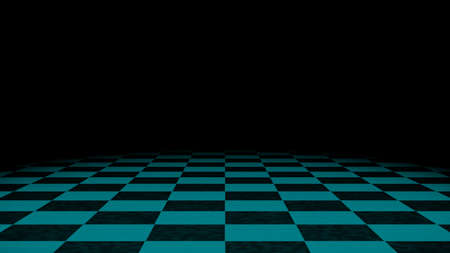 Black and green checkered tile space background black 3DCGの写真素材