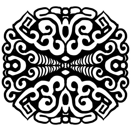 Oriental mandala. Black and white decorative element. Vector illustration.の写真素材