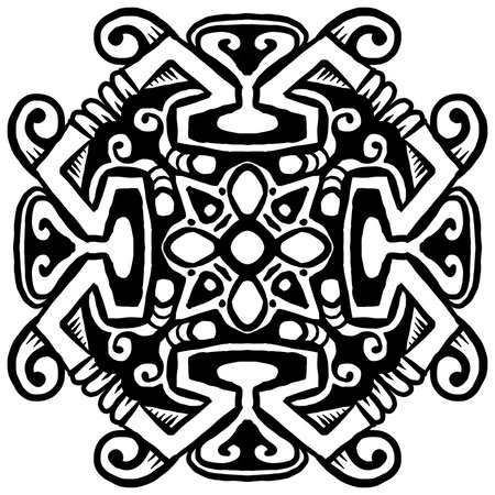 Mandala ethnic indian illustration tribal vintage decorative element black and whiteの写真素材