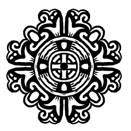 Decorative round ornament in ethnic style. Hand drawn vector illustration.の写真素材