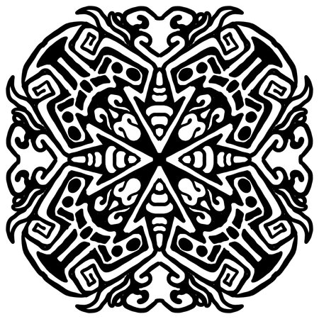 Black and white ethnic patterned background. Arabesque vector ornament.の写真素材