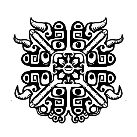 Tribal tattoo design, vintage line drawing or engraving illustration.の写真素材