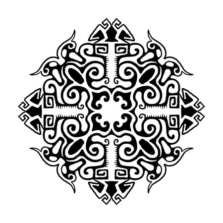 Vector black and white ethnic mandala. Mehndi style.の写真素材