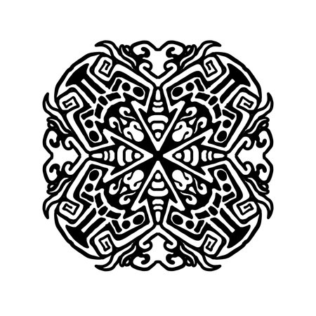 Ornament black white card with mandala. Geometric circle element made in vectorの写真素材