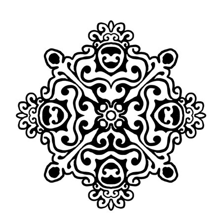 Mandala. Ethnic decorative element. Hand drawn backdrop. Arabic, Indian, ottoman motifs.の写真素材