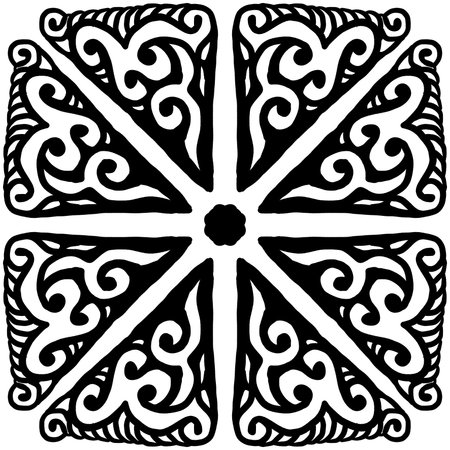Black and white ethnic patterned background. Arabesque vector ornament.の写真素材